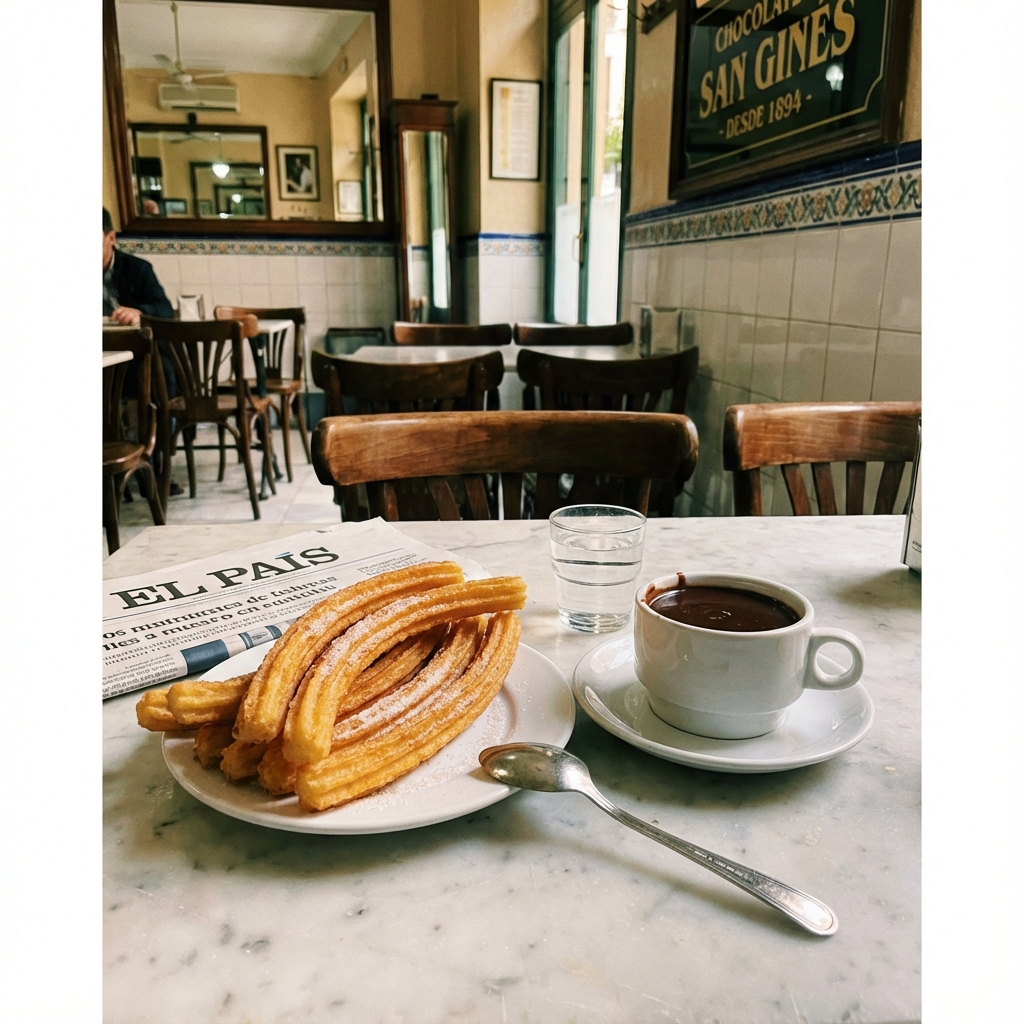 Churros with chocolate at San Ginés