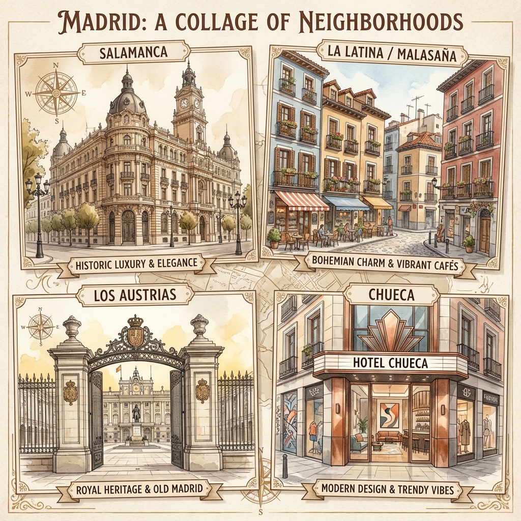 Illustration of Madrid's different neighborhoods
