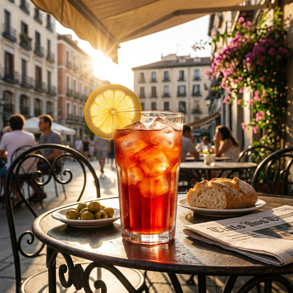 Refreshing Tinto de Verano on a Madrid terrace