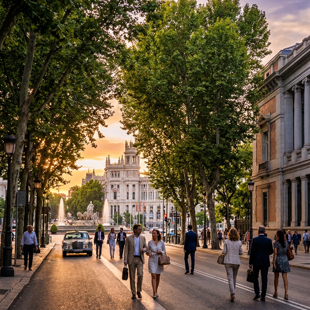 Paseo del Prado with Cibeles Fountain in the background